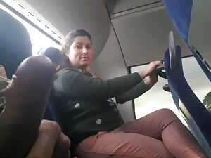 I was on a public bus. And all of a sudden I noticed that the neighbor took out his fuckpole and started to jack off. At highly first-ever I was shocked. But after a moment I became nasty for him. I sit down next to him and commence masturbating off. I to