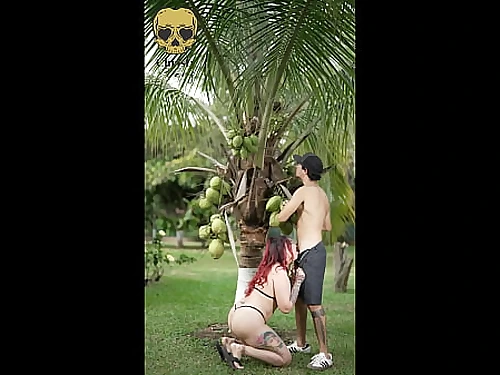 A diminutive but juicy outdoor fellatio